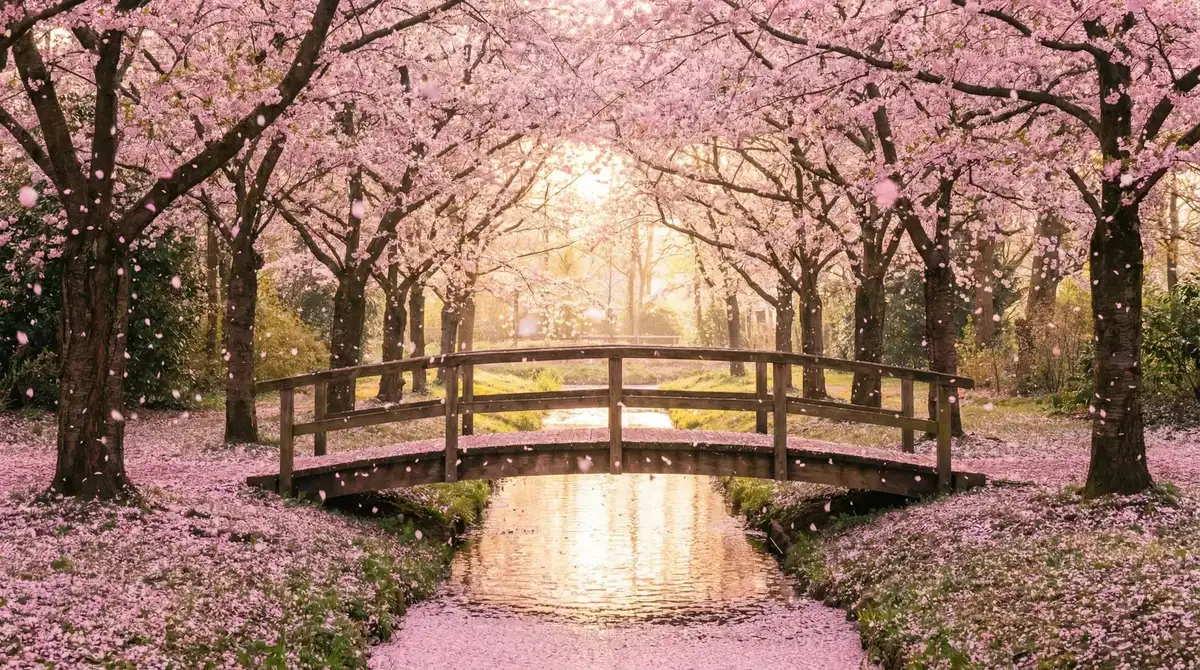 樱花桥畔 - kw7142 唯美风景